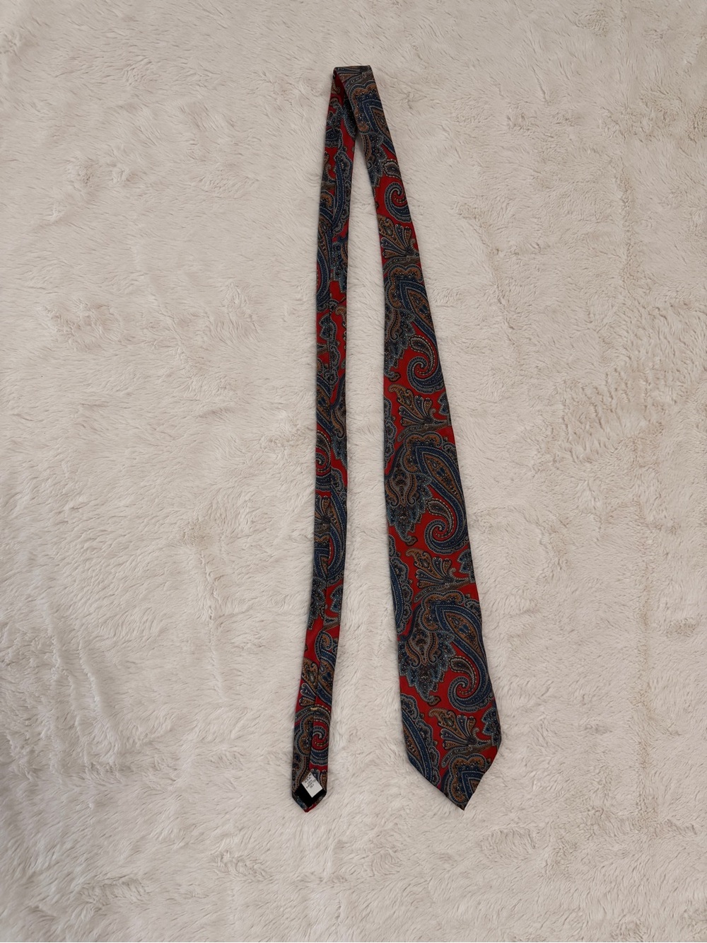Stafford Vintage 100% Silk Paisley Tie Red Blue USA Made Classic Wide Necktie